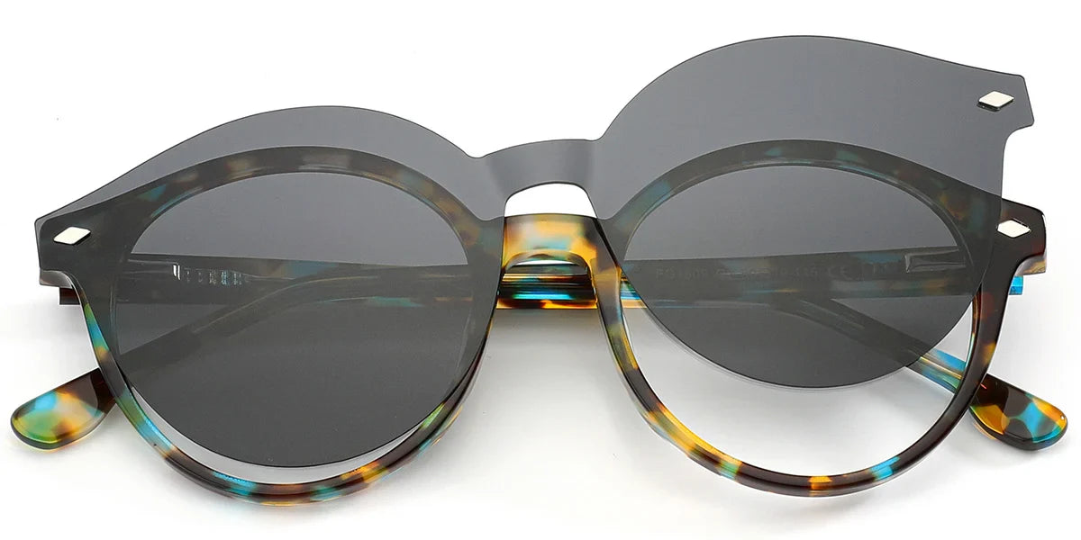 Candye Clip-Ons Acetate Round Frame F6296