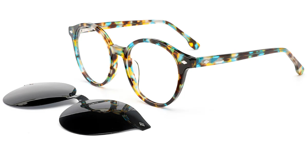 Candye Clip-Ons Acetate Round Frame F6296