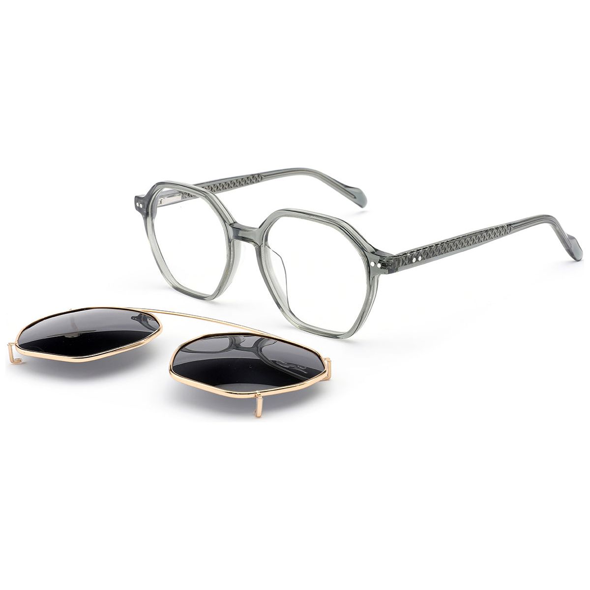 Candye Clip-Ons Acetate Square Frame F6330 