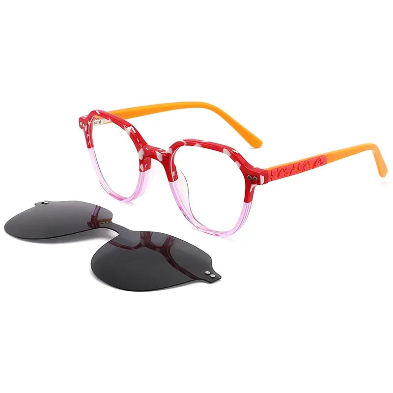 Candye Clip Ons kids Acetate Square Frame F4084 